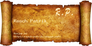 Resch Patrik névjegykártya